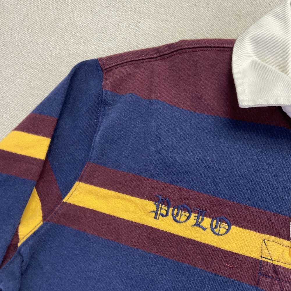 Vintage Polo Ralph Lauren Rugby Shirt Mens L Striped Ivy League Logo 90s - Picture 6 of 9